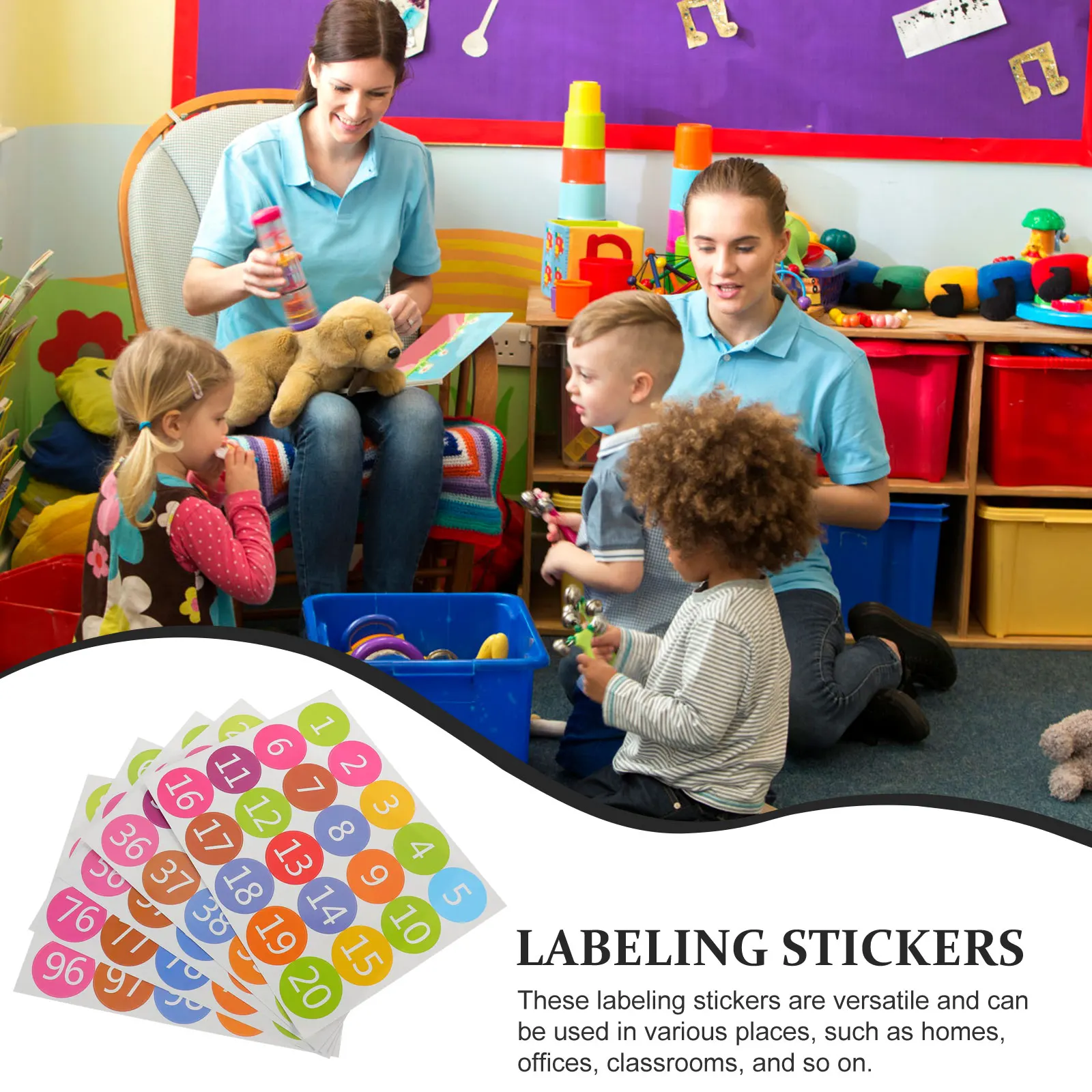 

100 Pcs Number Labels Colored Dot Stickers Round Classroom Floor Dots Marking Numbers Office Supplies Self Adhesive