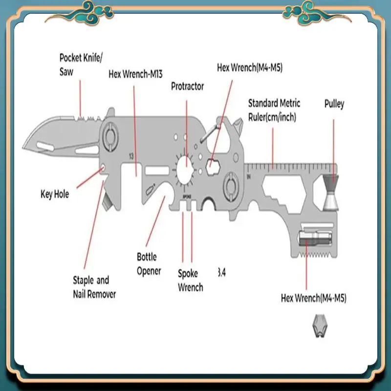 A54P-EDC أداة الجمع أداة الجيب 30 في 1 في الهواء الطلق أداة قابلة للطي أدوات إنقاذ دراجة أداة متعددة الوظائف EDC مفتاح