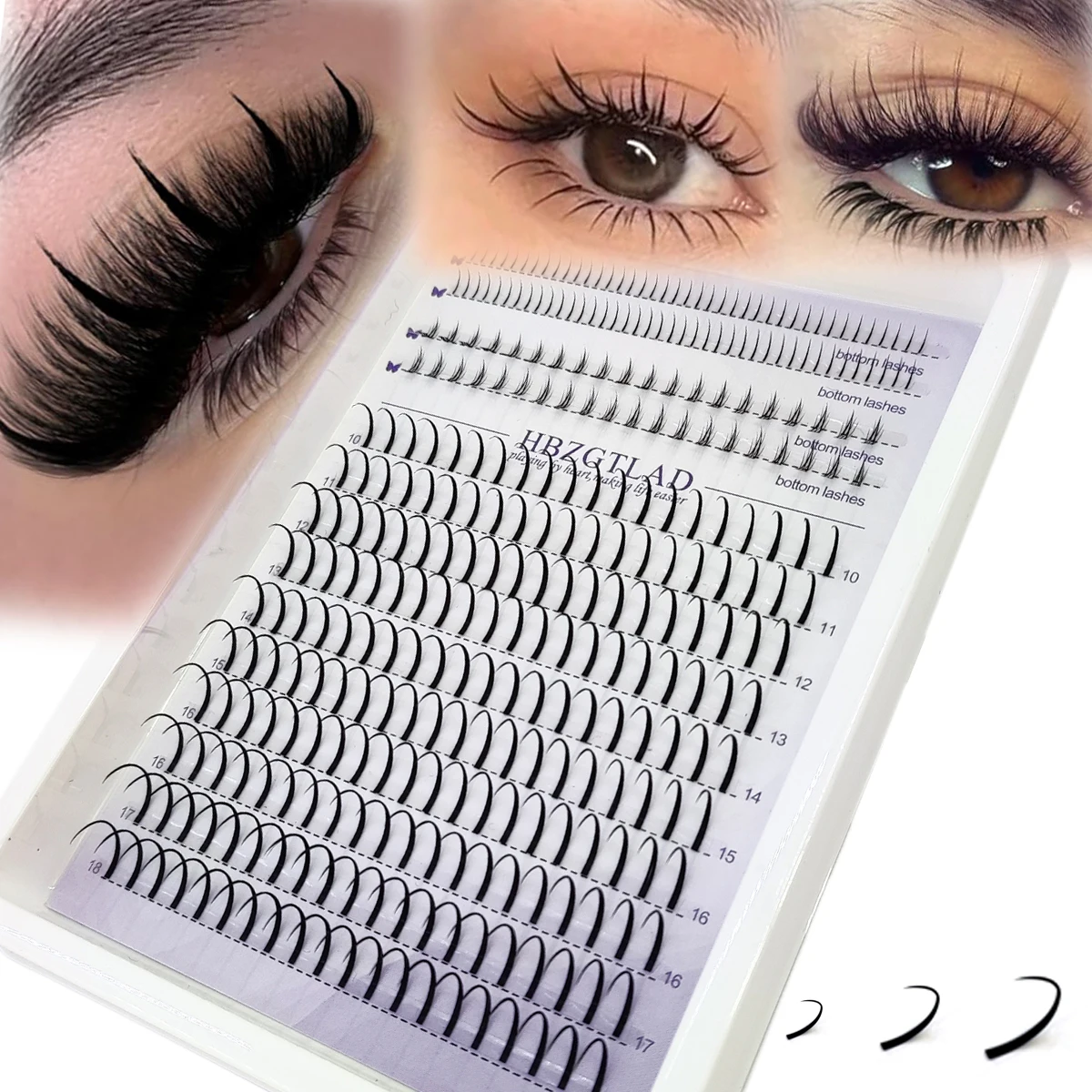 HBZGTLAD Sztuczne Rzęsy Extra Długie Sztuczne Rzęsy Zestawy Rzęs Przedłużacze do Rzęs Grzywka i Rzęsy z Końcówką DIY Rzęsy Fairy/Manga