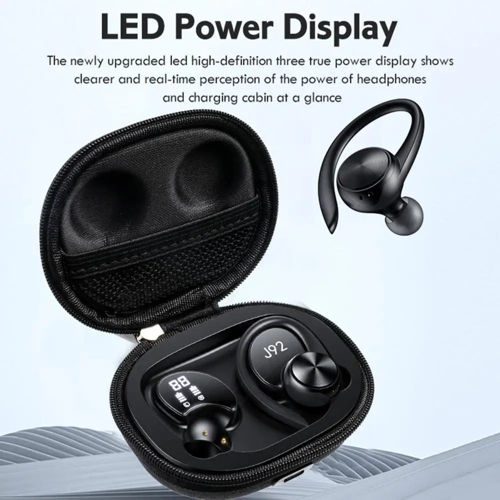 J92 Excellent Earbud LED Digital Display Long Endurance with Microphone Earphone Intelligent Noise Cancelling