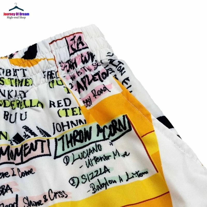 WACKO MARIA Japanese Letters Full Print Casual Shorts High quality 1:1 Summer Mens Womens Drawstring Loose Brand Short Sleeve