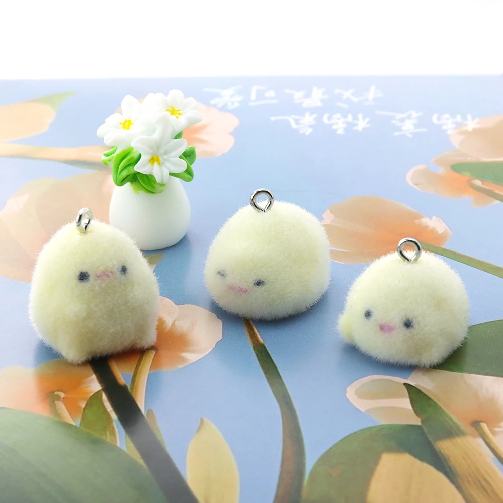 21pcs 3D Flocking Resin Potato Elf Charms Plush Dolls Pendants for Necklace Earrings Keychain Making DIY Jewelry Accessories