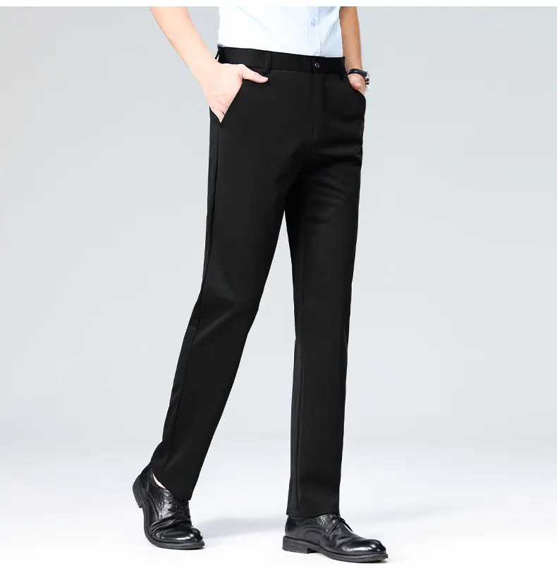 Herren Stretch-Anzughose Business Casual Anzughose Knitterresistent 4-Wege-Stretch Golf Freizeithose Frühling Sommer Blau Schwarz – Detail 3