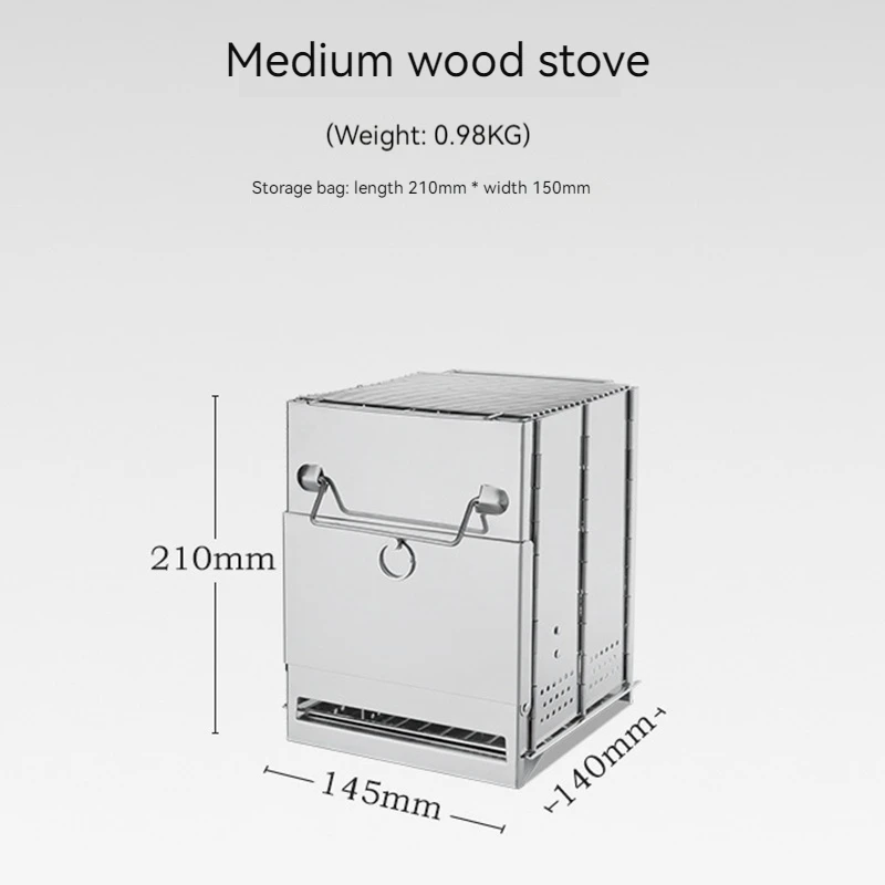 Imagem -05 - Fogão a Lenha Dobrável ao ar Livre Mini Forno de Churrasco Integrado Camping Piquenique Fogão a Carvão Multi Função Turismo Aço Inoxidável