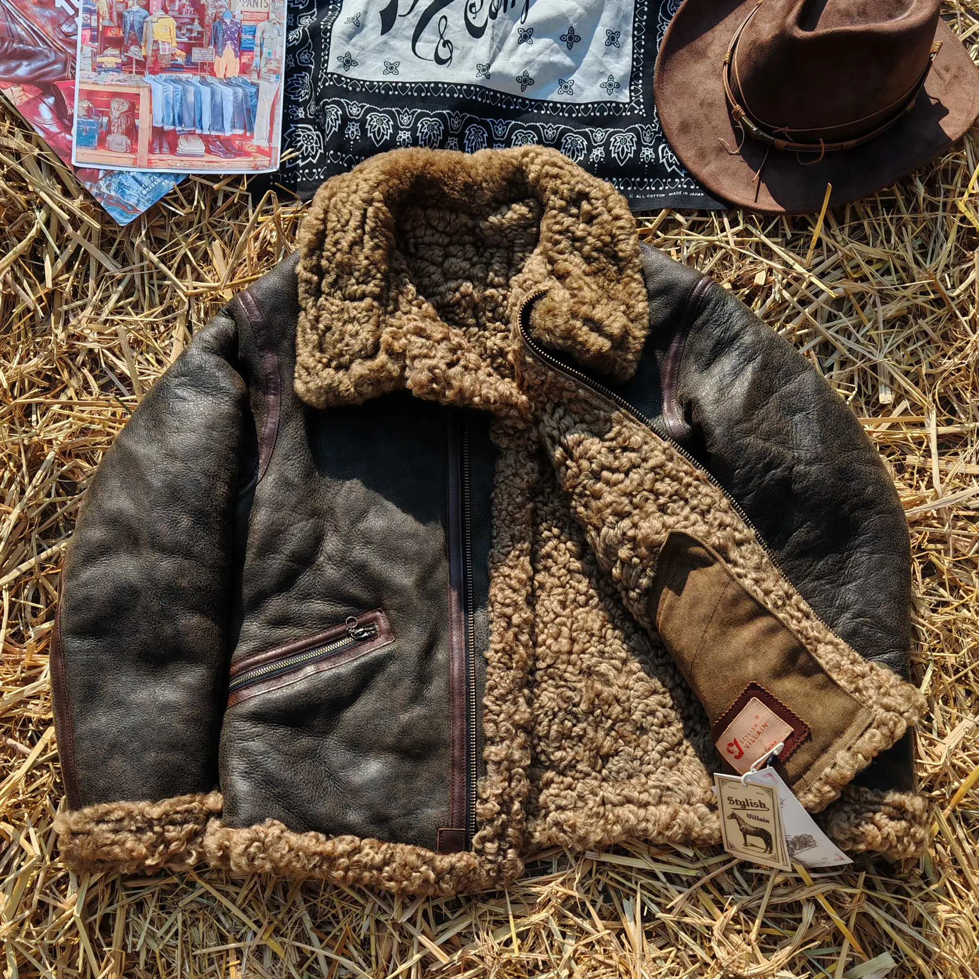 Picture 5: Dark Brown Winter Shearling Jacket Men Retro Vintage Style Plus Size 6XL Genuine Natural Thick Sheepskin Military Flight Coat