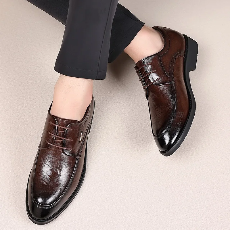 

Men's Classic Business Leather Shoes Retro gentleman style Party Office suit dress shoes Black brown Luxury New Lace up