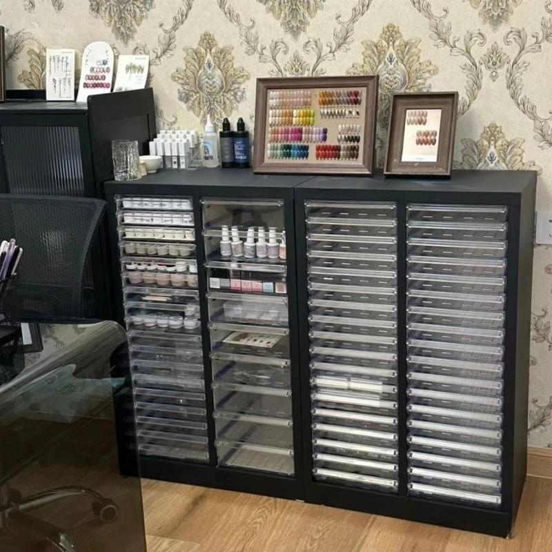 Nail art storage cabinet Nail art shop nail polish glue multi-layer flat bottom 4 file cabinet drawer