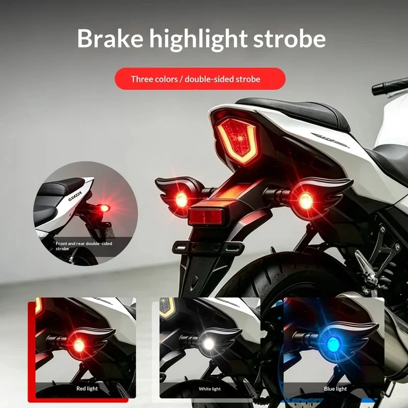2Pcs Motorcycle Turn Signal Projector Light High Bright LED Multi-Mode Waterproof Strobe Scan Modified Motorbike Decor Lamp