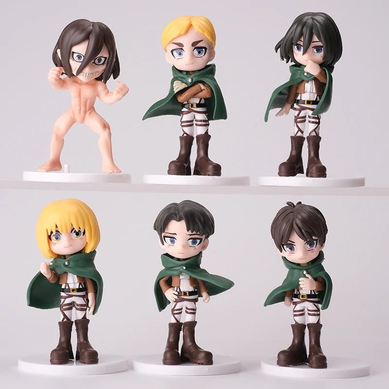 

Kawaii Anime Attack on Titan Eren Levi Hange Zoe Erwin Smith Mikasa Ackerma ПВХ Фигурка Модель Игрушка Детский Рождественский Подарок