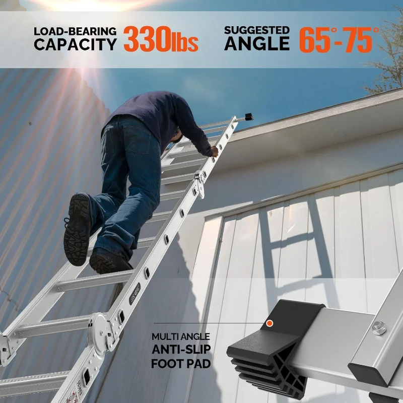 LUISLADDERS 18.5FT Folding Ladder Multi-Purpose Aluminium Extension 7 in 1 Step Heavy Duty Combination EN 131 Standard