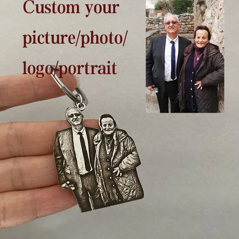 

Custom Your Logo Photo Picture Memory Keychain Portrait Personalized Laser Engraved Stainless Steel Key Ring Gift for Woman Man