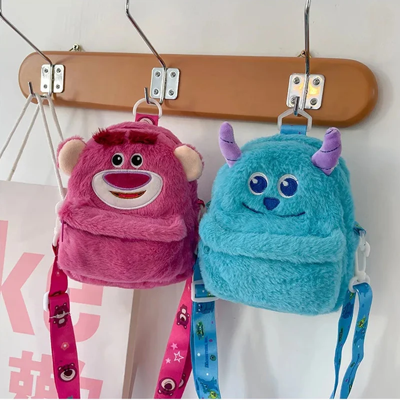 Disney Plush Bag Girl Small Doll Monster University Strawberry Bear Crossbody Shoulder Bag Children Plush Messenger phone Gift