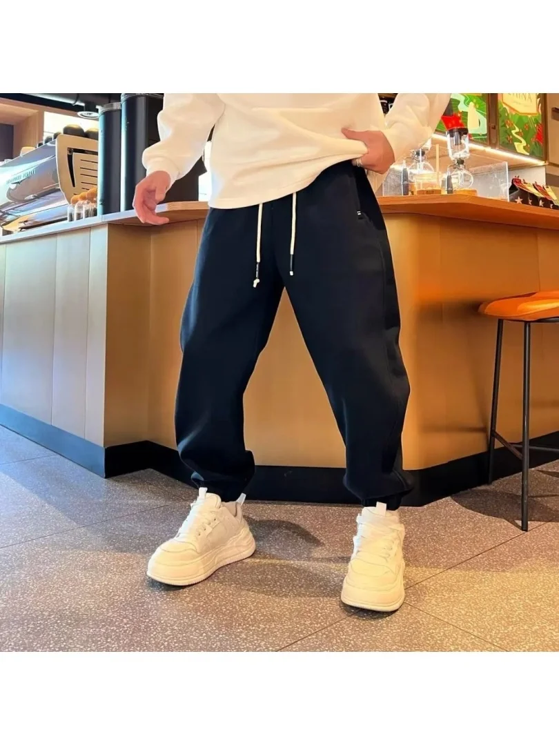 

Мужские зимние повседневные брюки Cloud: модные, простые, прямые, свободные, на флисовой подкладке, универсальные, комфортные