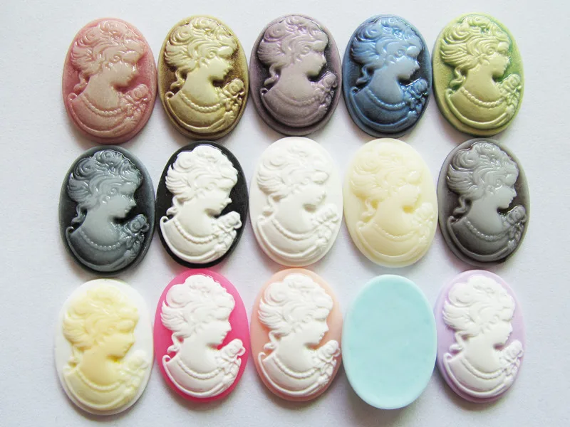 20 szt. 18mm x 25mm 15 kolorów owalna żywica piękna główka Cameo, zestaw ozdoba do telefonu komórkowego, akcesoria zrób to sam biżuteria