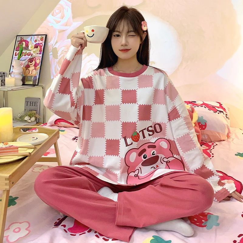 Sanrio cartoon animation Hello Kitty explosion autumn pajamas women's long sleeves cute loose learning loungewear outer suit