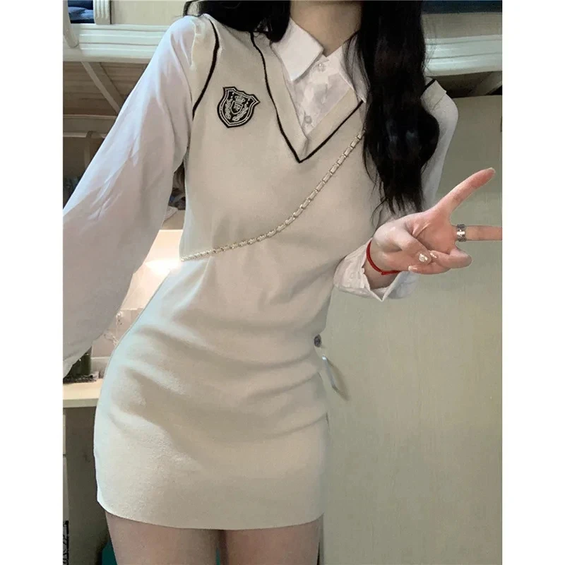 Robe Preppy Jk Slim Fit pour femme, jupe basique, style américain, jupe ronde et hanche, look pur désir, Harajuku, Y2K, automne, hiver, nouveau