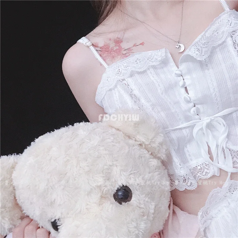 Pajamas for Women Sexy Chiffon Lingerie Set Lolita Underwear Set Panties Bondage Nightwear Caitsuit Costume Transparent view 3