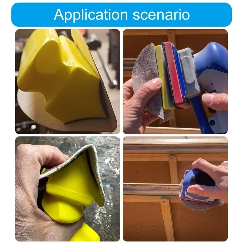 Hand Sanding Block Set Handheld Sanding Pad Hook and Looping Interchangeable M4YD