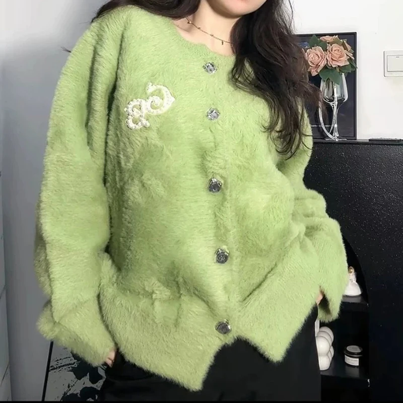 Maglioni di tendenza americana Goodbrand Perla Argento Fibbia Piuma in pile Colletto polo Pullover Uomo Donna Pop Streetwear