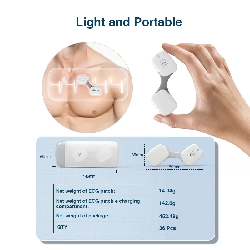 mobile wearable 24H Heart Monitoring Electrocardiogram ekg recorder machine portable wireless cardiac ecg monitors