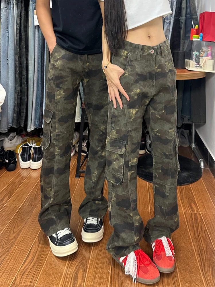 

Ретро-американские камуфляжные рабочие брюки, мужские джинсы с узкими прямыми штанинами, осенне-весенние, в стиле High Street, повседневные, для подростков, прямого кроя...