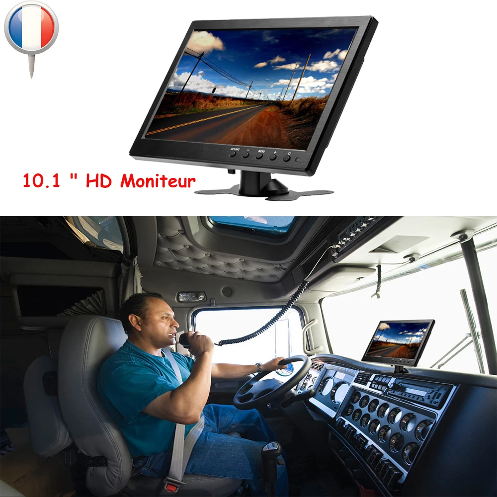 Podofo 10,1 HD Auto-Monitor TFT LCD HD Digitaler Rückfahrmonitor Multimedia-Display mit HDMI/VGA/AV/USB/SD PC/TV/DVD-Player für LKW – Detail 4