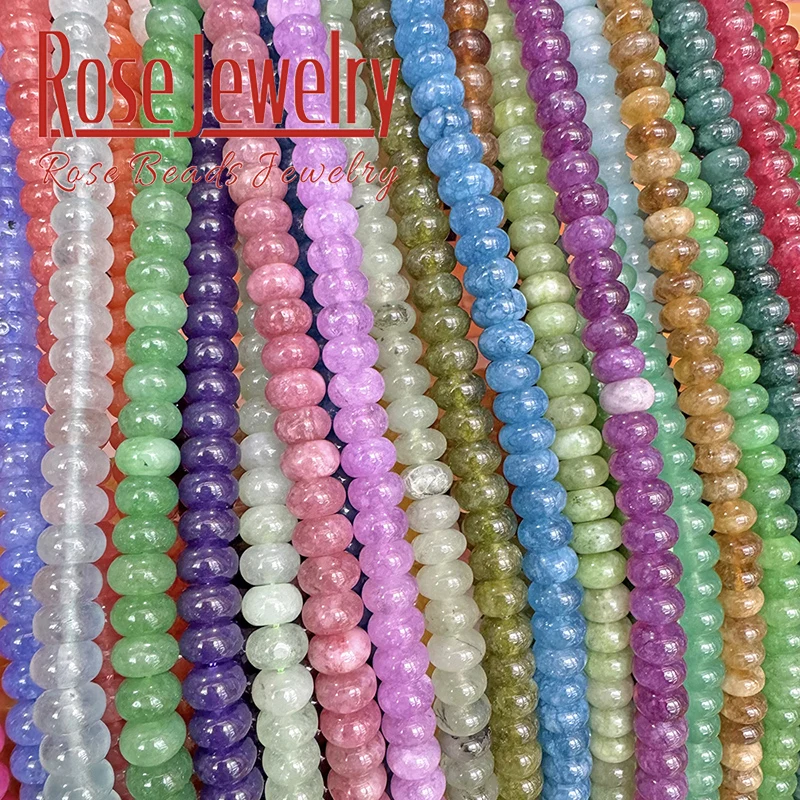 5x8mm Natural Stone Beads Colorful Jade Chalcedony Round Loose Rondelle Beads For Jewelry Making DIY Bracelets Accessories 15\'\'