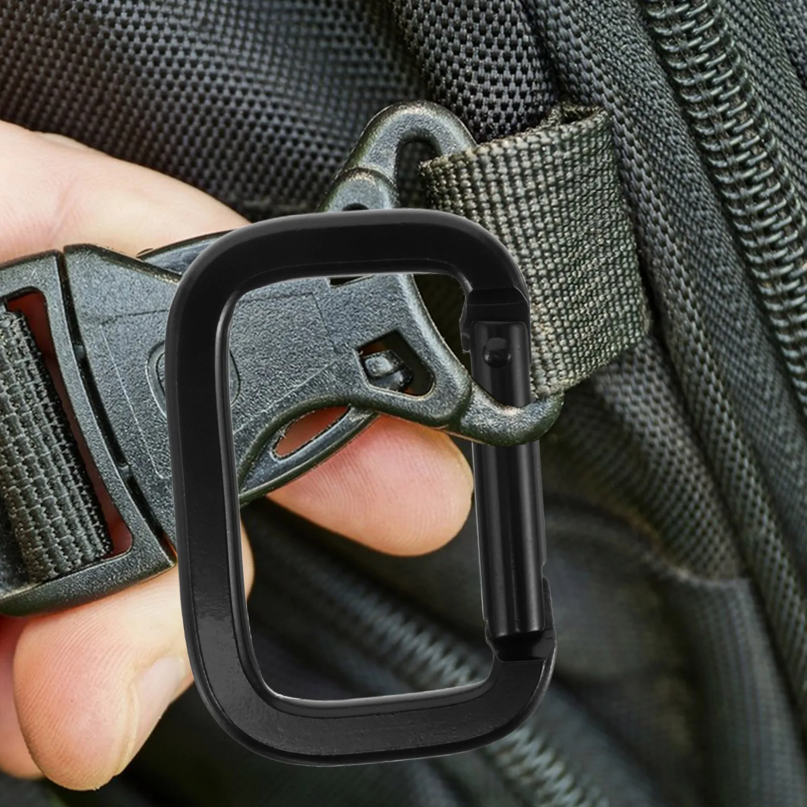 

10pcs Black Electroplated Square Thickened Aluminum Alloy Carabiner Clips for Climbing Hiking Bags Luggage Keychains Heavy Duty