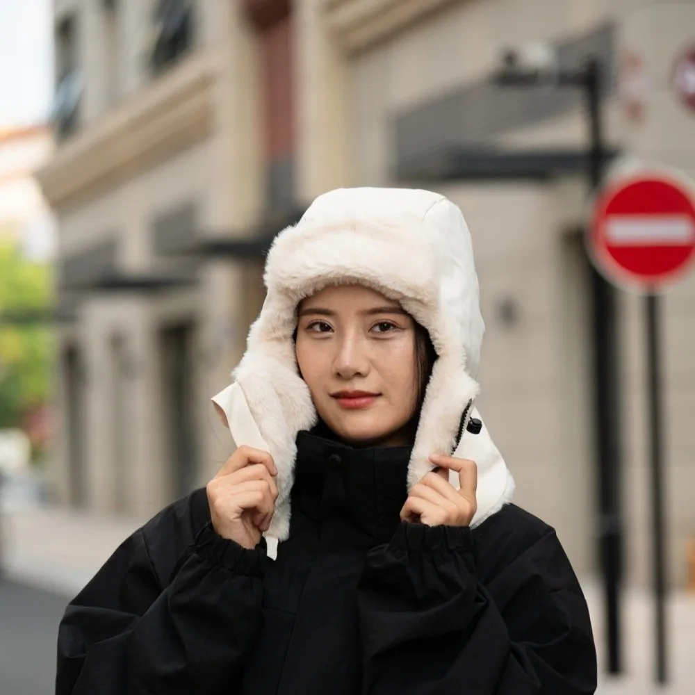 Solid Color 4-in-1 Winter Cycling Hat Cold Resistant Keep Warm Warm Scarf Face Mask Windproof Velvet Lei Feng Hat Women