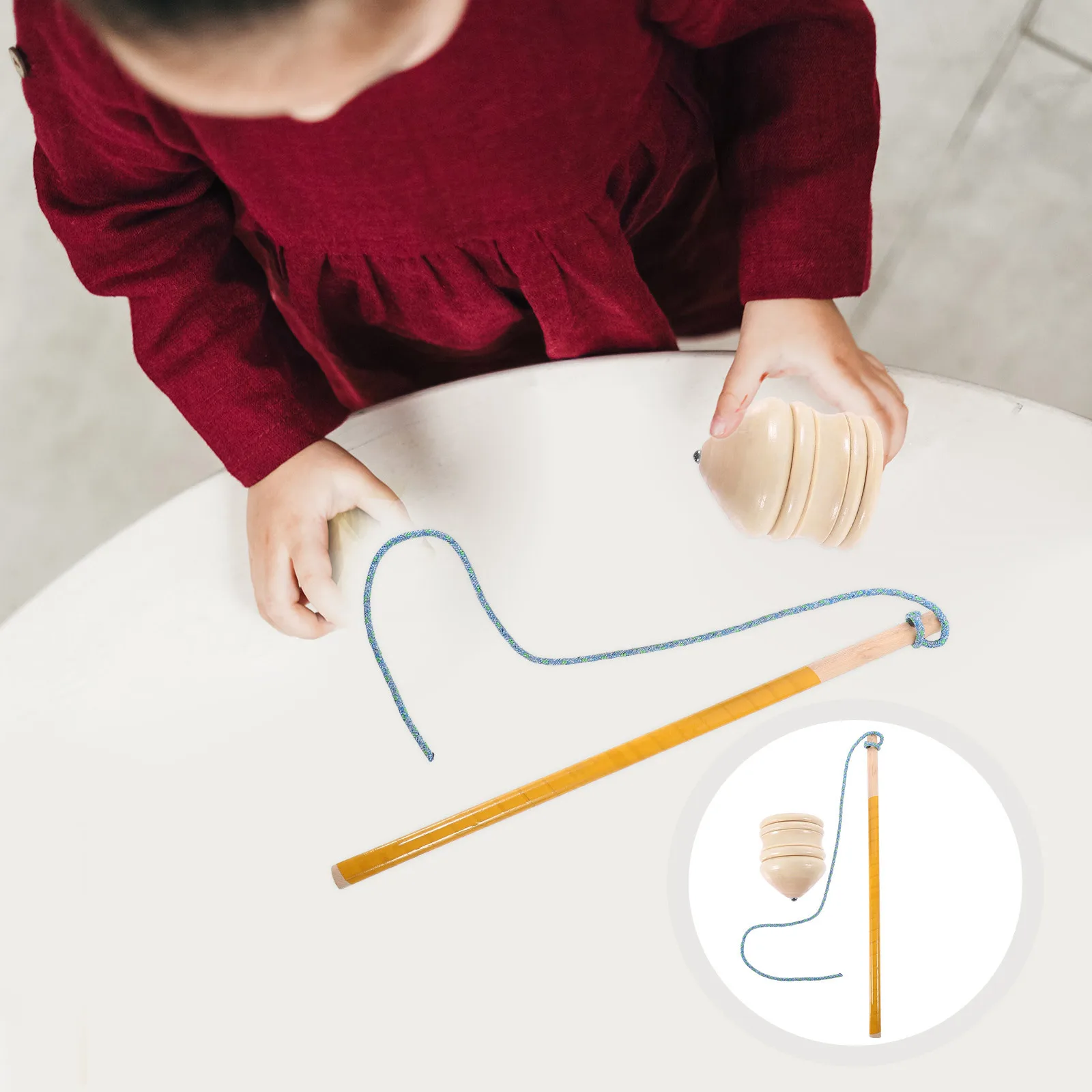 Wooden Gyroscope Peg-Top Apricot Wood 10cm Beige DIY Spinning Tops for Kids Birthday Party Favor Fine Motor Skill