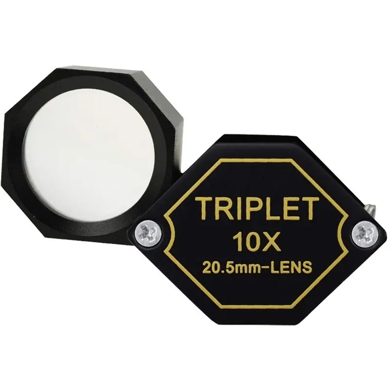 A03F-Triplet Lens 20.5Mm Optical Glass 10X Magnifier Jewelry Loupe Pocket Gem Magnifying Tool For Jeweler, Stamp Philatelist