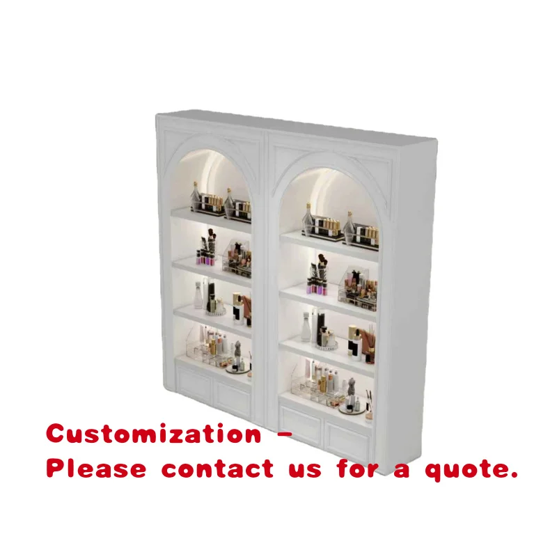 custom.New Design High-End Beauty Salon Hair Salon Cosmetic Display Cabinet LED Lighting Waterproof Multilayer Shel