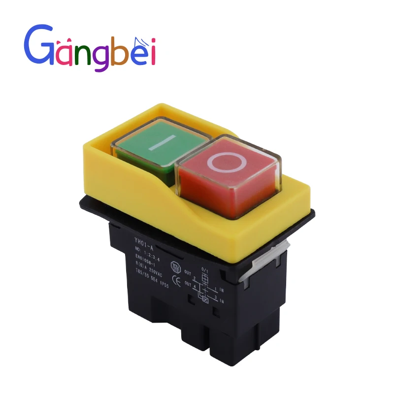 YH01 AC250V 8A Waterproof Pushbutton Machine Saw Cutter Drill On Off Switches Control Box Electromagnetic Switches