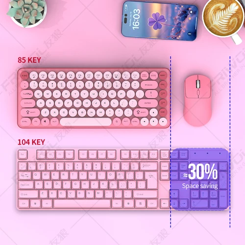 Imagen 2 del producto Friwol BT185 juego de teclado y ratón inalámbricos Bluetooth punk keycap portátil escritorio Oficina hogar silencioso mini