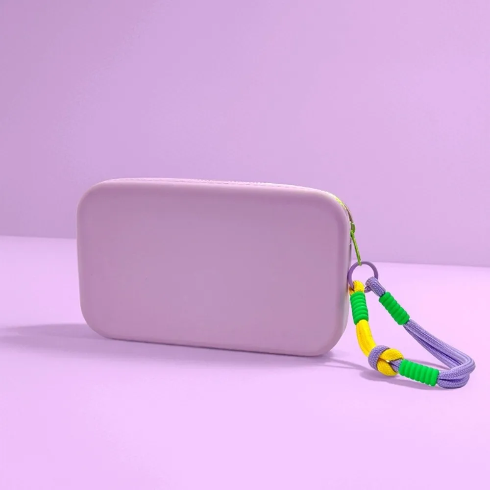 Portable Silicone Makeup Bag Square Large Capacity Cosmetic Pouch Waterproof with Zipper Headphone Key Storage Bag Travel