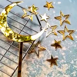 Gold Acrylic Moon Stars Wedding Cake Topper Happy Birthday Cake Topper for Girls Birthday Party Cake Decorations Baby Shower