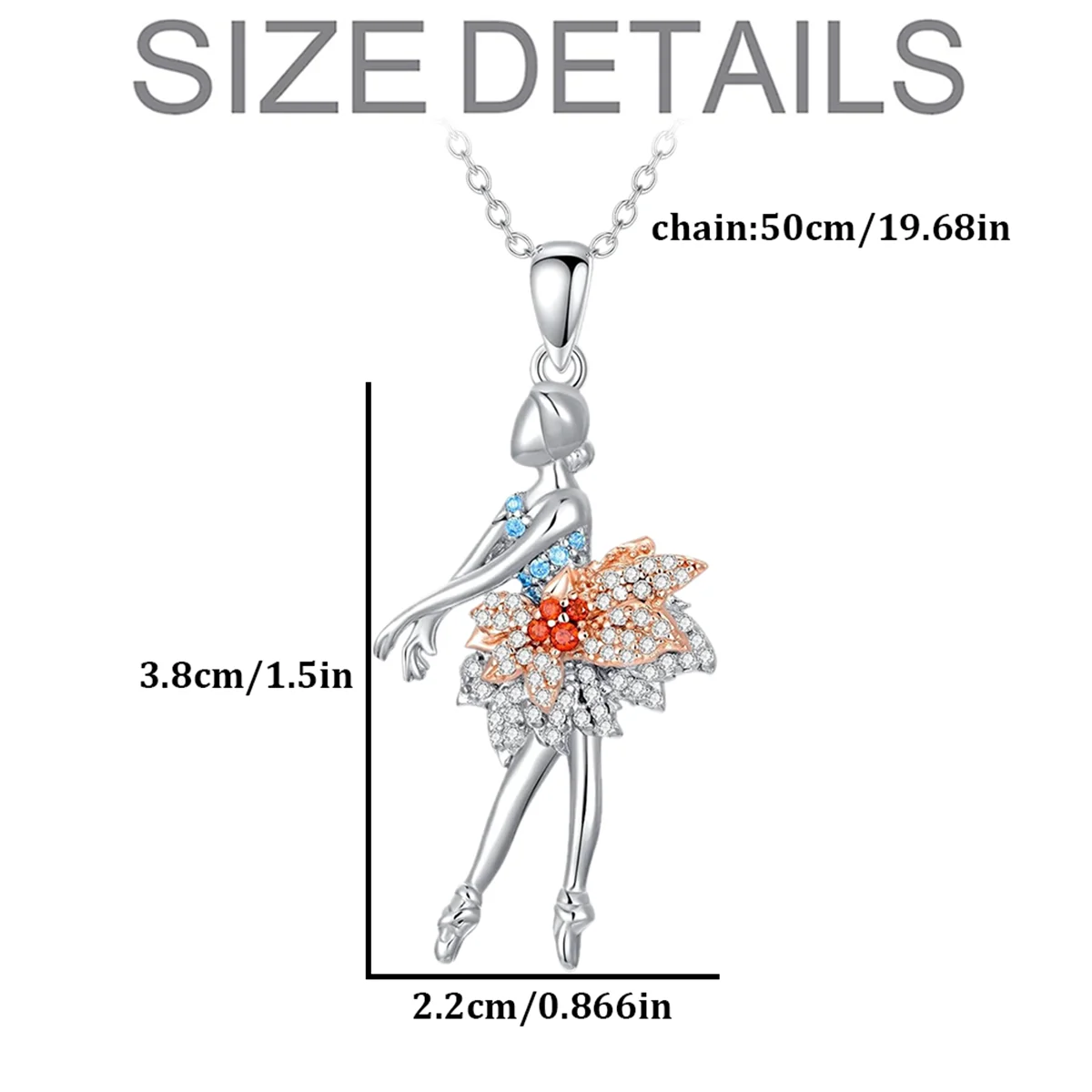 Exquisite Ballet Girl Colorful Rhinestone Pendant Necklace for Women Elegant Women Party Jewelry Accessories Girl Birthday Gifts