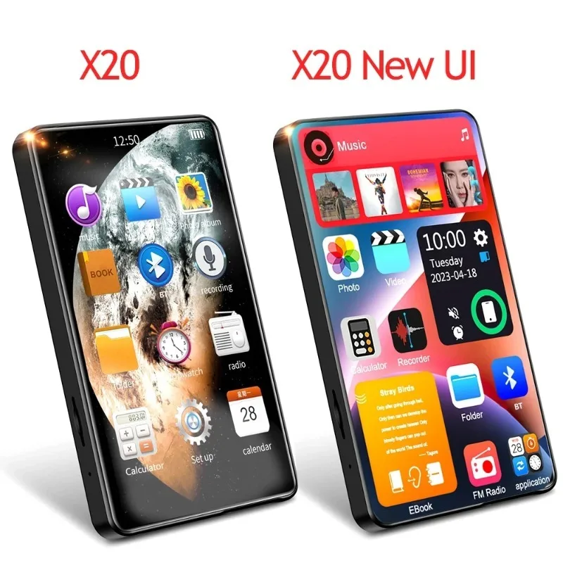X20 4 Inch MP3 Player Full Touch Screen Player Portable Music Player MP4 Player Bluetooth Lossless Walkman HiFi Mp5 Music Player