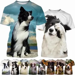 New Popular Border Collie 3D Printed T-shirt Fashion Cute Dog Unisex Animal Round Neck Casual Short Sleeve Women Clothes Tee Top