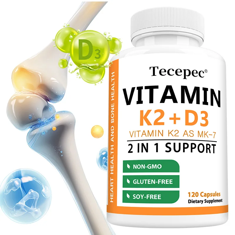 

Vitamin K2 D3 (MK7) Supplement, Vitamin D3 5000IU, 90 mcg K2 MK-7, Bone, Vascular Health, Immune Function Support, 120 Capsules
