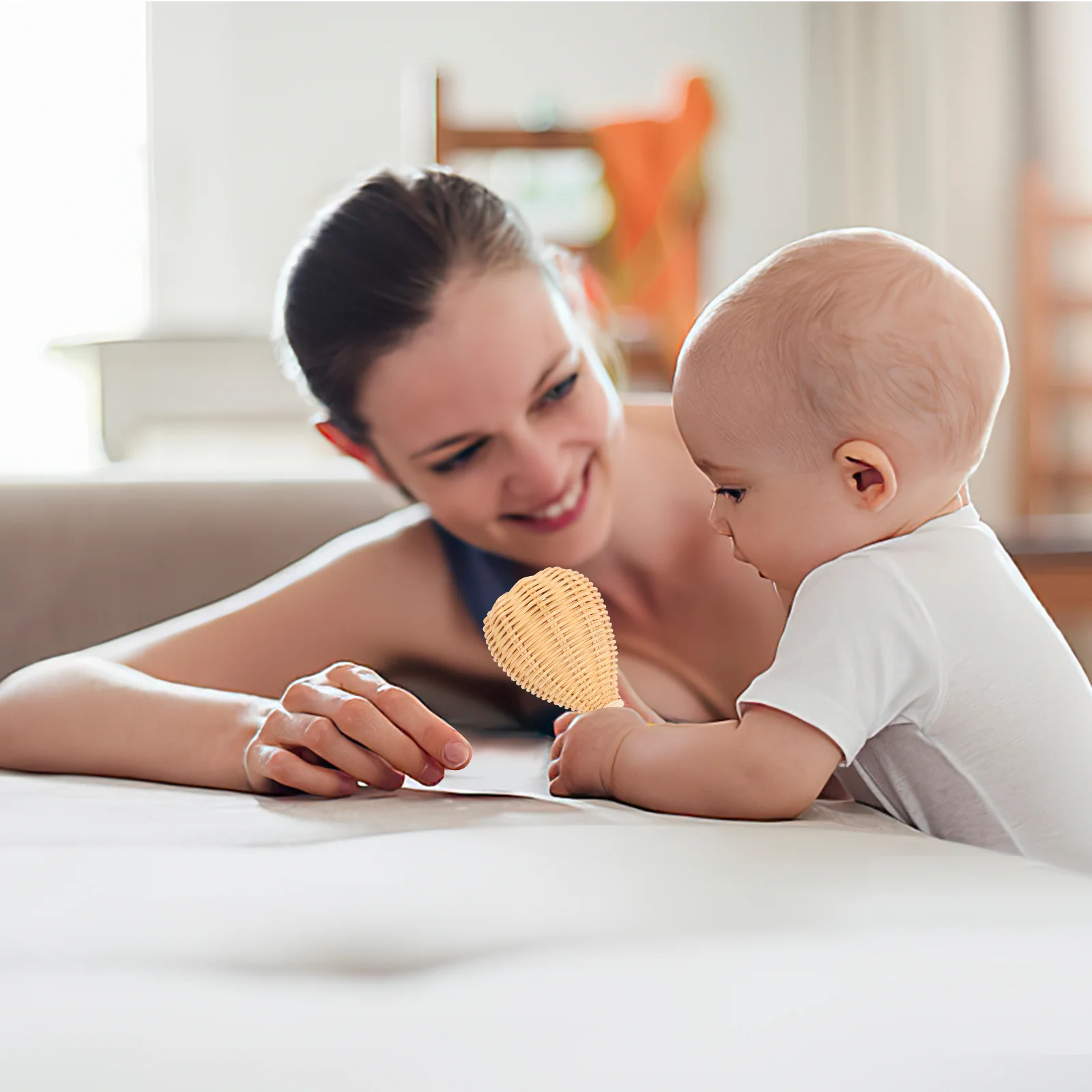 Rattan Handbell Baby Held Schöne Rasseln Gewebte Spielzeug Kleinkind Kinder Pädagogisches Kind