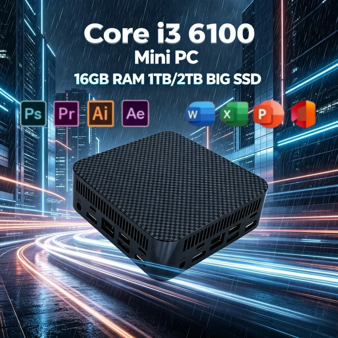 Mini PC Portátil Multitarea Estable con Core I3 6100, BT5.2, 16GB de RAM, 1TB/2TB SSD