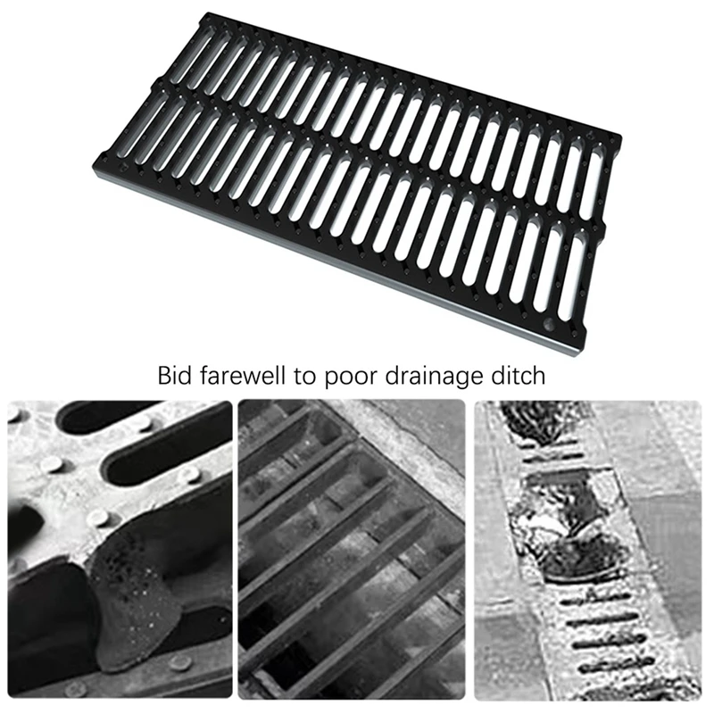 10X Sewer Cover Rainwater Grate Trench Cover Resin Manhole Cover Drainage Ditch Composite Sink Rectangular