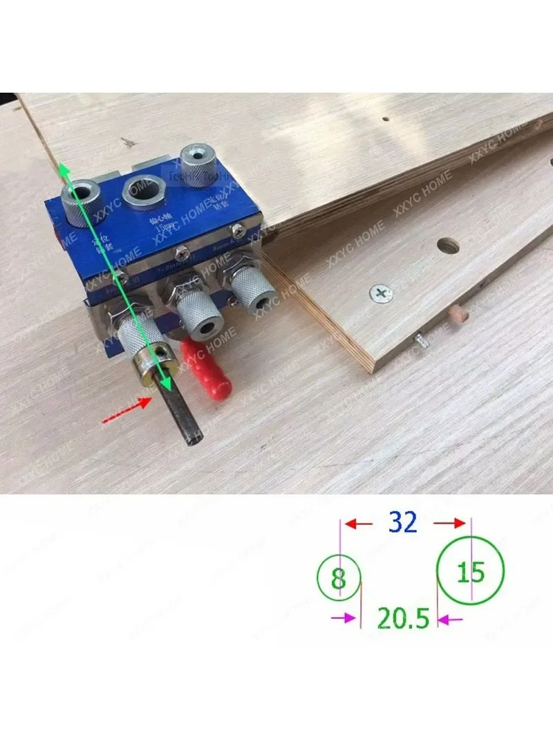 Quick Clamp Doweling Jig Woodworking Pocket 3 in 1 Hole Jig 8MM 10MM Drilling Guide Locator Puncher Tools Dowel Jig