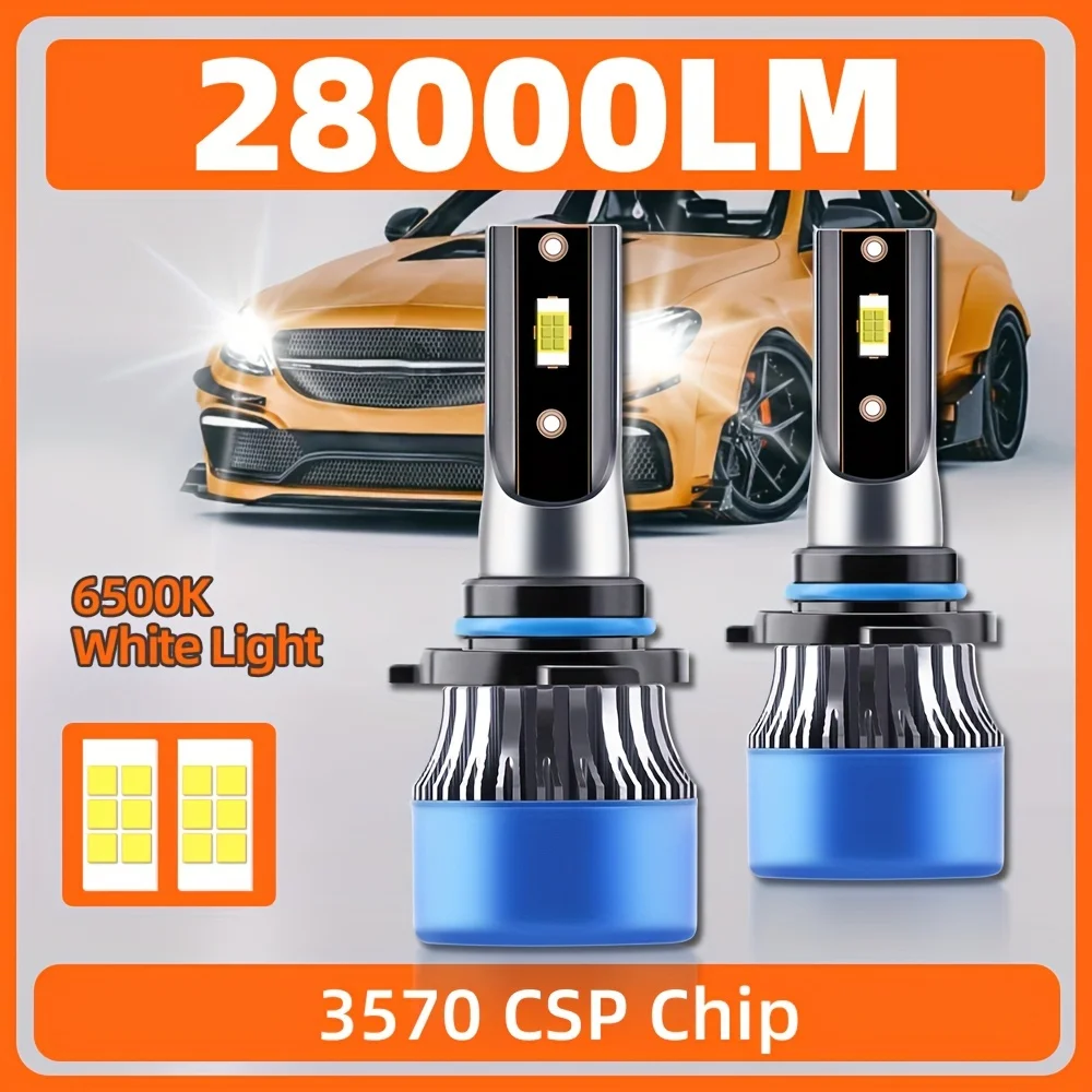 

roadsun 2pcs Super Bright LED Lamps 9005/HB3 High Low Beam 28000LM 6500K White Car Headlights CSP Chips LED Fog Lamp Plug-N-Play