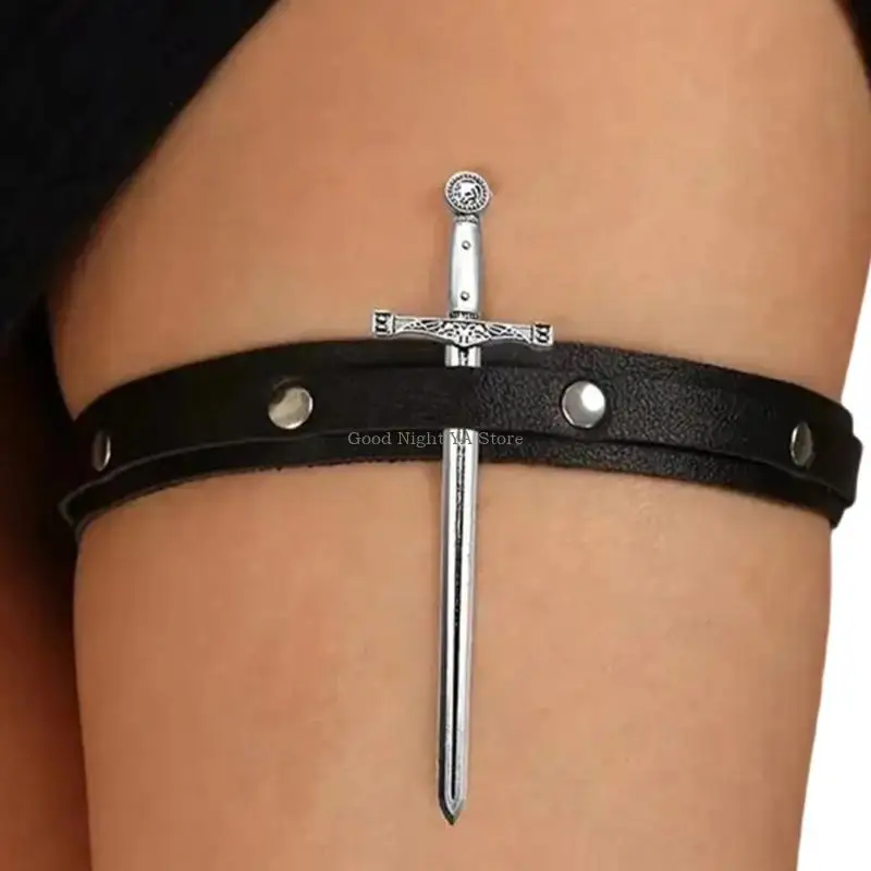 Band Pedang Rantai Paha Punk untuk Wanita Aksesori Kostum Pesta Unik