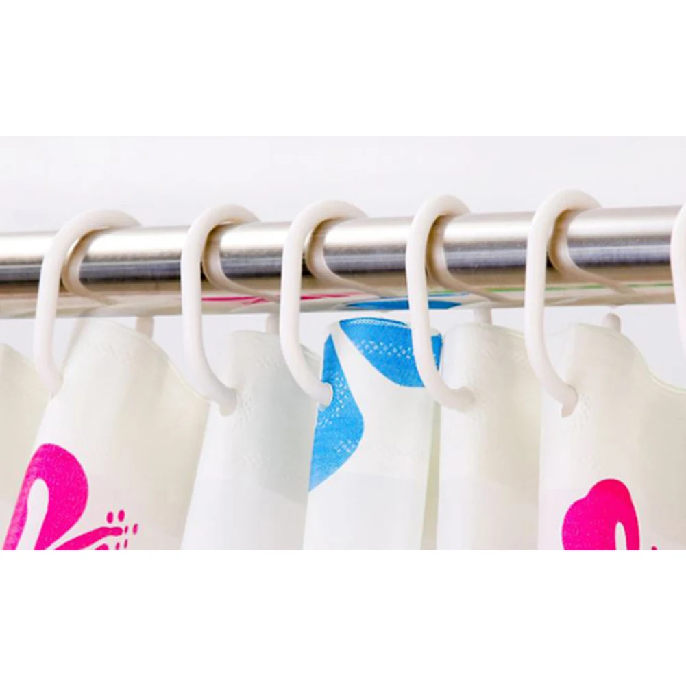 Bathroom Hooks Accessories C-Shaped Curtain Guide Hanger Plastic Privacy White 12pcs Rail Replacement Rings Shower