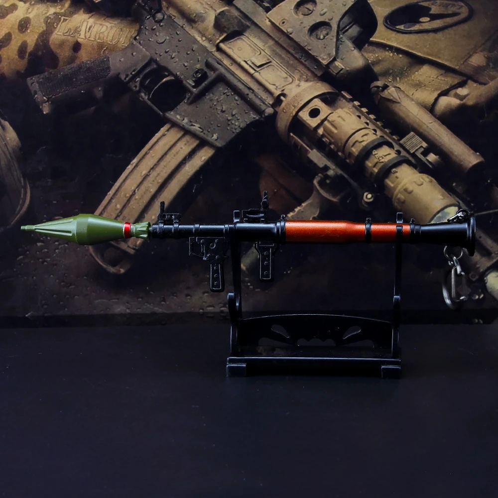 PUBG Toy Guns Rocket Launcher Arma Chaveiro, Metal Modelo Montar, Liga Leve Chaveiro, Pingente de Carro, Presentes para Criança, 18cm