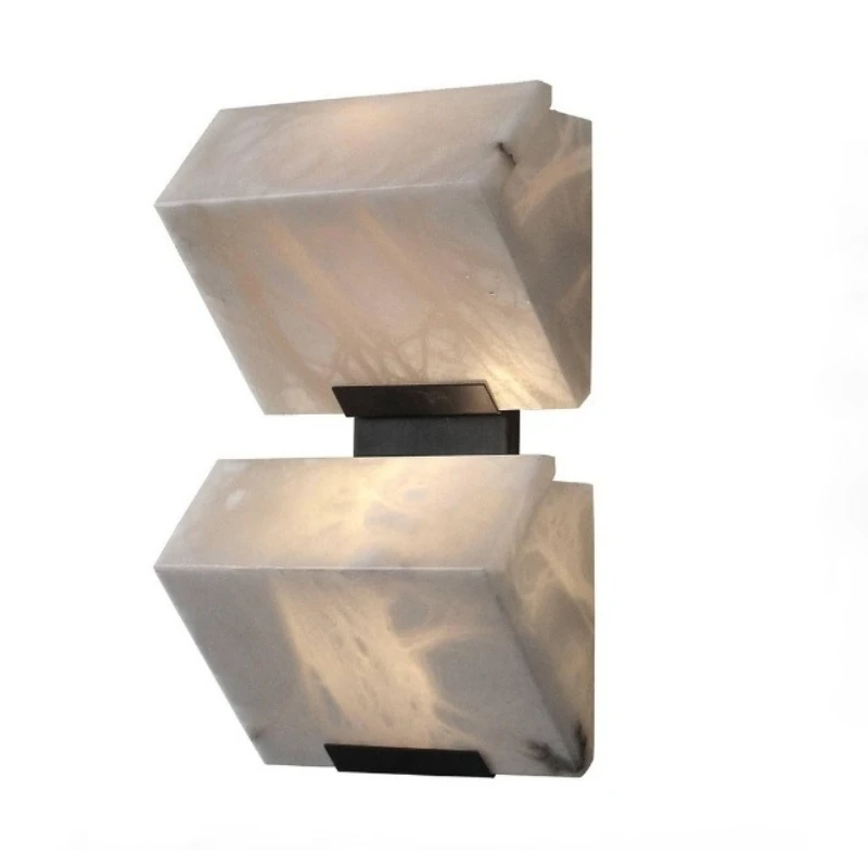 Full Copper Marble Wall Lamp, Luxury Snowflake Stone Decor Lighting Fixture for Parlor Dining Room Bedroom Bedside Corridor