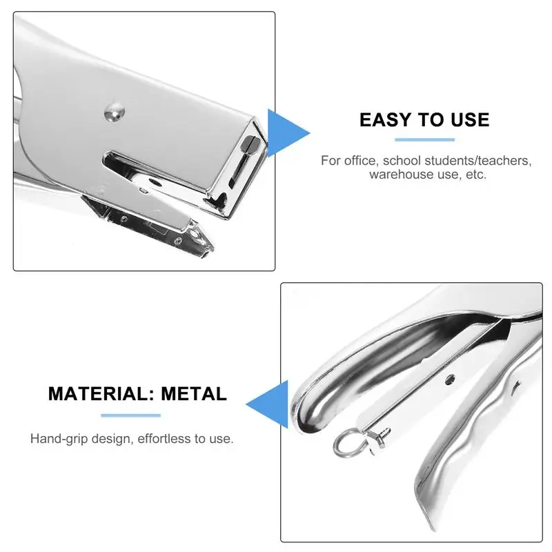 1pc 20 Sheets Plier Stapler No-Jam Hand Grip Metal Stapler Manual Save Effort Stapler Without Stitching Needle Desktop Stapler